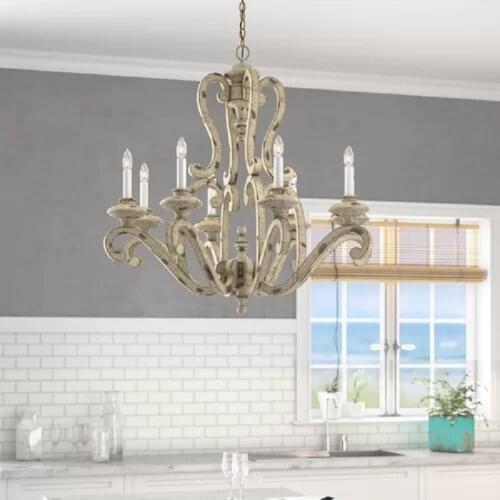 Custom Country Retro Antique Wooden Solid Wood Chandelier Bedroom Study Hall Lamps American Creative Lighting