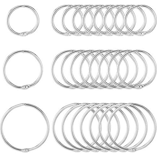 150PCS Assorted Sizes Metal Loose Leaf Book Binder Rings for Diary Scrapbooks Albums Flashcards Curtain Documents 20/30/40mm