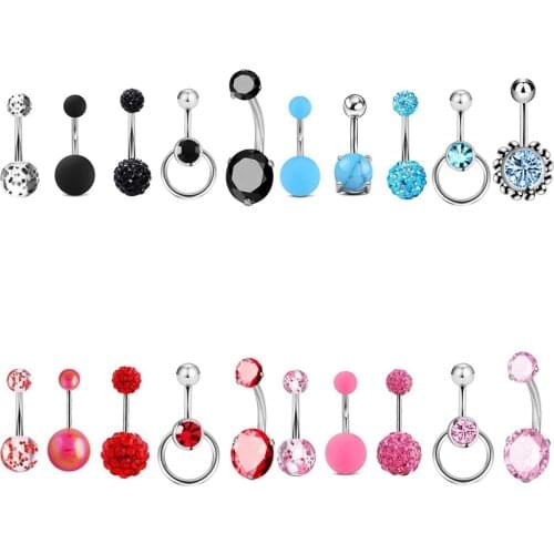 5/6/7pcs/set Stainless Steel Navel Belly Button Rings Women Fashion Belly Button Ring Piercing Body Piercings Jewelry