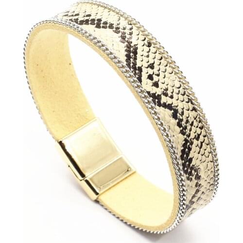 Leopard Chain Leather Design Trendy Wide Leather Bracelets Women Fashion Girl Bangle Female Jewelry New Design