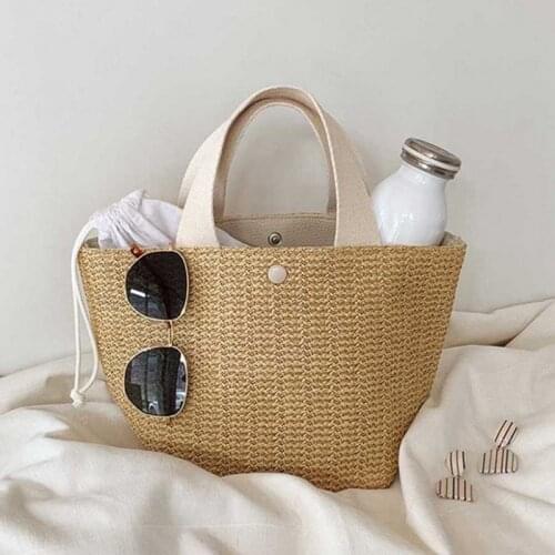 Hot Sell Straw Bags Women Handmade Woven Basket Summer Bohemian Beach Bags Luxury Brand Lady Shopping Handbags