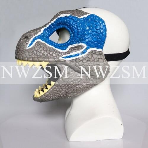 Party mask toy dinosaur toy DIY latex mask blue velociraptor cosplay mask dinosaur model toy children gift