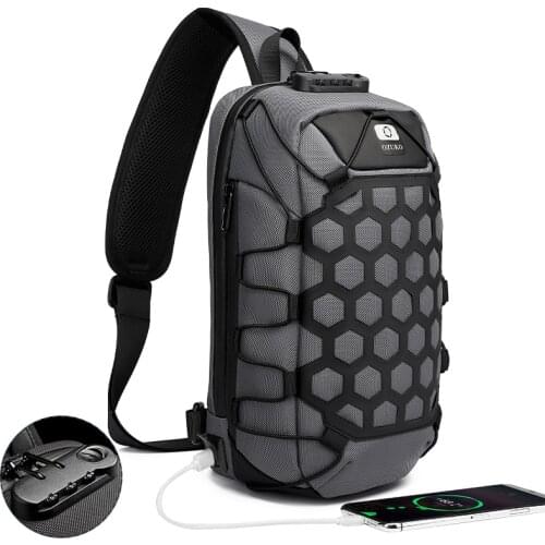 Mens USB charging Multifunction Shoulder Bag Fashion Waterproof Sling Messenger Bag Teenager Travel Pack Crossbody for men