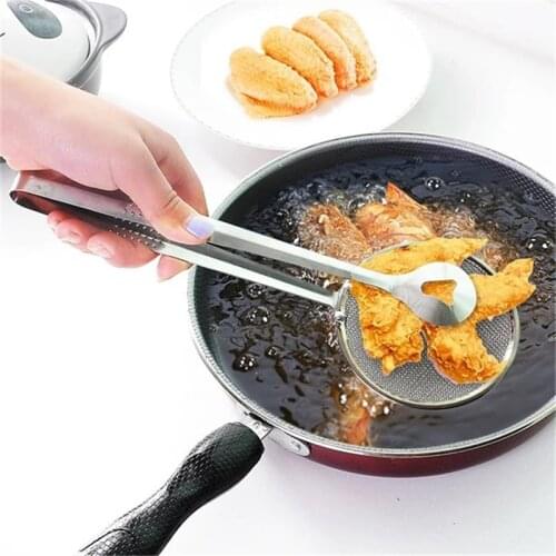 Multi-functional Stainless Steel Clamp Strainer Filter Spoon With Clip Food Kitchen Oil-Frying Salad BBQ Filter