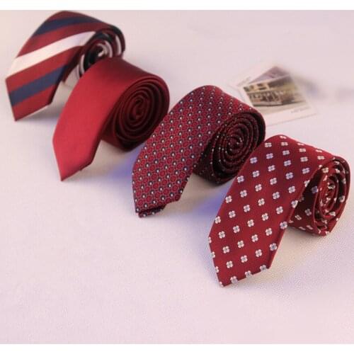Unique Design Fashion Explosion Business Mens Narrow Tie Accessories Groom Married 5CM 6CM Wine Red Black Decorative Tie