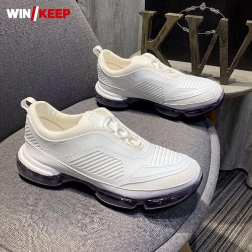 New Men Crystal Soles Shock Absorption Heighten Sport Shoes Korean Style Breathable Mesh Jogging Sneakers Running Autumn Winter