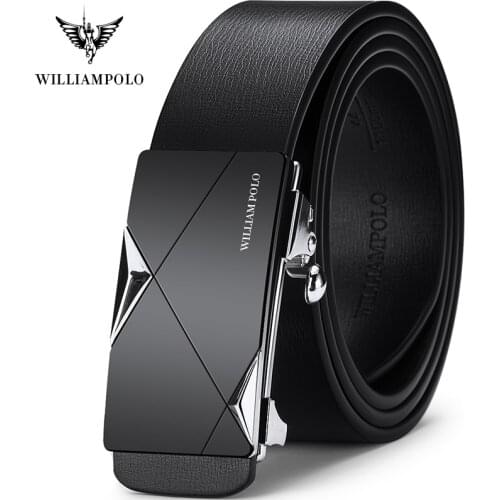 WILLIAMPOLO men belt luxury genuine leather Automatic Buckle Belts cow High Quality Fashion Design Belt mens new classice Brand