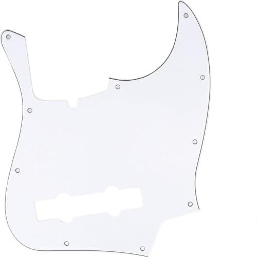 Musiclily Pro 5-String 10-Hole Contemporary J Bass Pickguard for Fender American Jazz Bass, 3Ply White