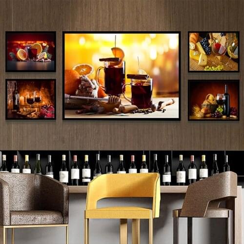 Vegetables Fruit Red Wine Glass Kitchen Food Canva Painting Cuadros Scandinavian Posters and Prints Wall Art Picture Living Room