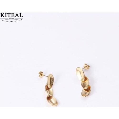 KITEAL 2020 new hit Gold Vermeil Girlfriend stud earrings geometric and drop leaf women earrings prices in euros
