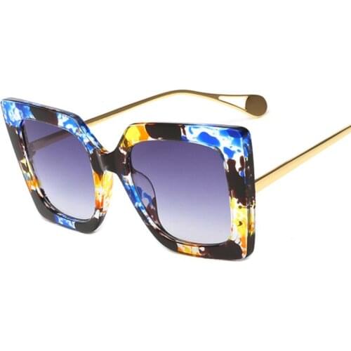 Luxury Oversized Sunglasses Women 2021 Designer Square Sun Glasses Female High Quality Pearl Blue Floral Shades Gafas De Sol