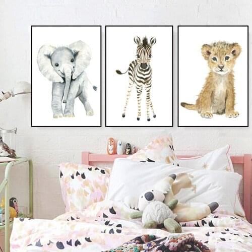 Boys And Girls Room Bedside Cartoon Animals Deer Squirrel Wall Canvas Painting On Wall Picture Poster Living Room Decoration