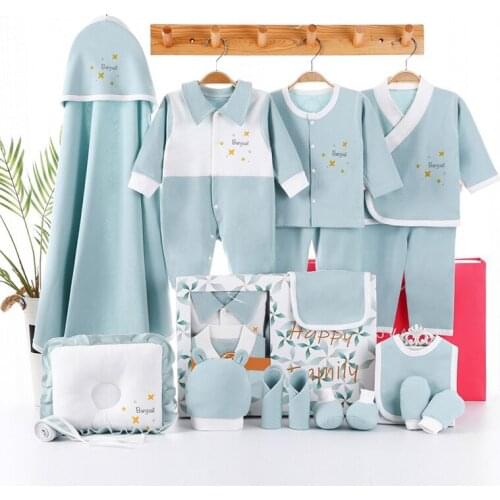 Baby suit Newborn clothing Onesies cotton new year gift pants shirt socking Swaddling 18pcs/set soft for Infant