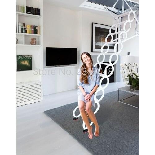 Fully automatic remote control electric telescopic stairs Attic stairs Titanium-magnesium alloy 80X90cm