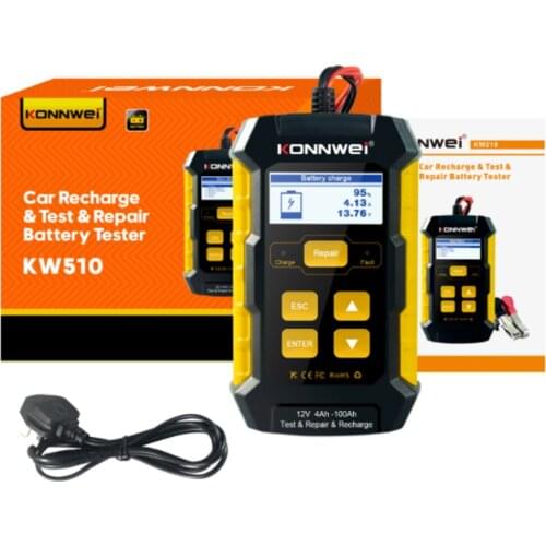 KONNWEI KW510 Full Automatic 12V Car Battery Tester Pulse Repair 5A Battery Chargers Wet Dry AGM Gel Lead Acid Car Repair Tool