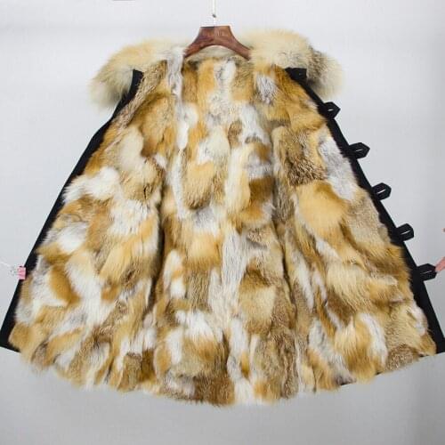 Casual Plus Size Parkas Long Parka Winter Jacket Outwear Women Real Fur Coat Natural Red Fox Fur Thick Warm Streetwear