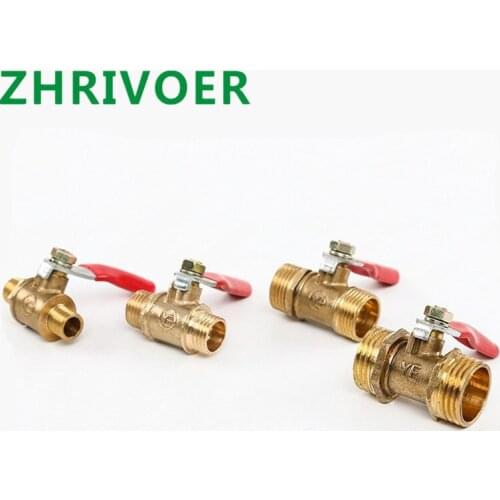 Male Thread Ball Valve Brass Connector Joint Copper Pipe Fitting Coupler Adapter 1/8" 1/4'' 3/8'' 1/2'' Brass ball valve