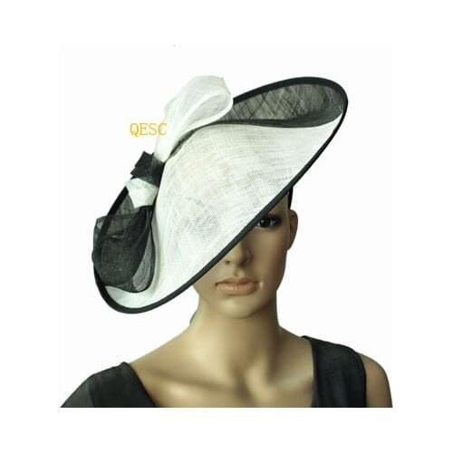 Wholesale Elegant NEW Large Derby hat Sinamay Hats Fascinator with bow,diameter 39cm.wedding Womens hat,FREE SHIPPING
