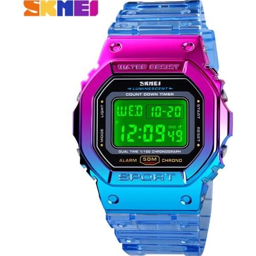 SKMEI LED Light Women Digital Watch 5Bar Waterproof Sports Clock Count Down Stopwatch Ladies Female Wristwatch Relogio Feminino