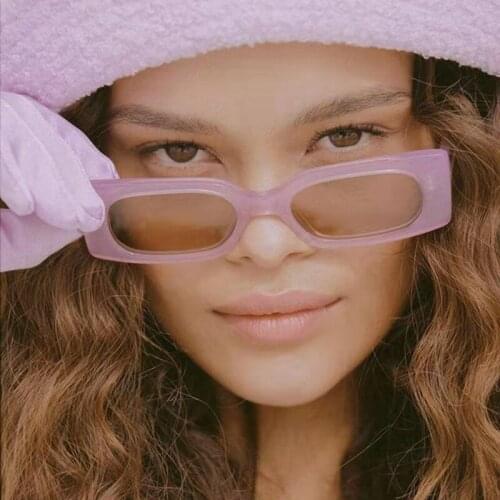 Thin Square Frame Women Men Sunglasses Gray Tan Lens UV400 Eye Protection Girl Sexy Ladies Outdoor Fashion Eyewear