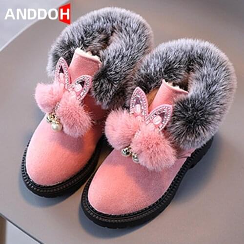 Size 21-30 Baby Winter Warm Snow Boots for Girls Kids Thickened Fleece Casual Boots Children Anti-slip Plus Cotton Toddler Shoes