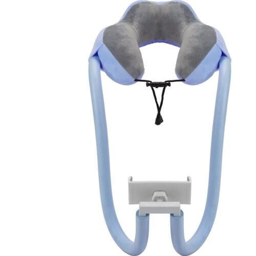 2 In1 Cell Phone Holder Universal Neck Pillow Phone Stand With 360 Clip Lazy Memory U Shaped Pillow Neck Head Sleep