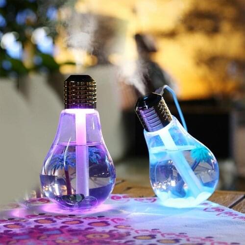 Upgrade New Light Bulb USB Humidifier Household Mute Bedroom Mini Humidifier Small Desktop Air Purifier Spray Water Replenisher