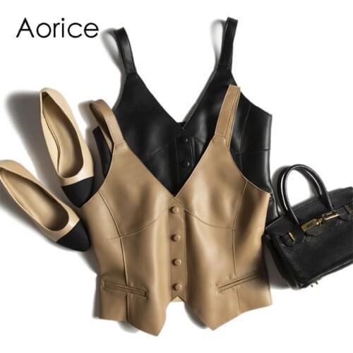Pudi Women Genuine Leather Jacket Vest Bra 2021 Brand New Girl Real Sheep Leather Jackets Coats CT106