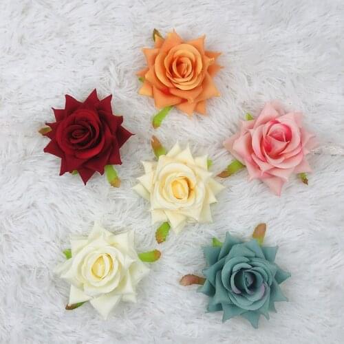 10Pcs/pack 9cm Roses Flower Head DIY Bouquet Flower Wall Wedding Decor Road Leads Roses Flower Artificial Garland Accessories