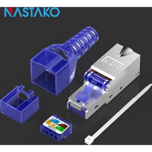 Tool free Cat7 RJ45 Connector STP Shielded modular Plug Tool less RJ45 Cat7 Connectors for Cat.7 Solid Network Cable