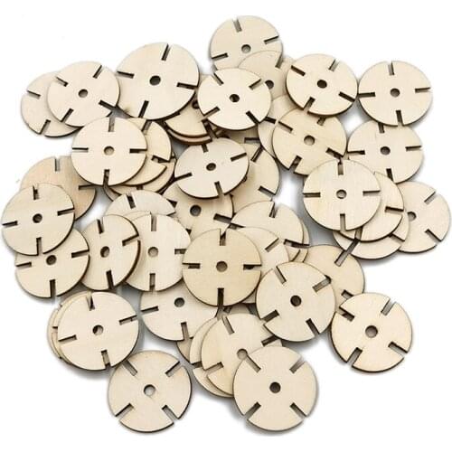 20pcs 3cm Natural Wooden Round Shape Unfinished Wood Pieces Cutout Ornaments for Arts, Crafts & Decoration