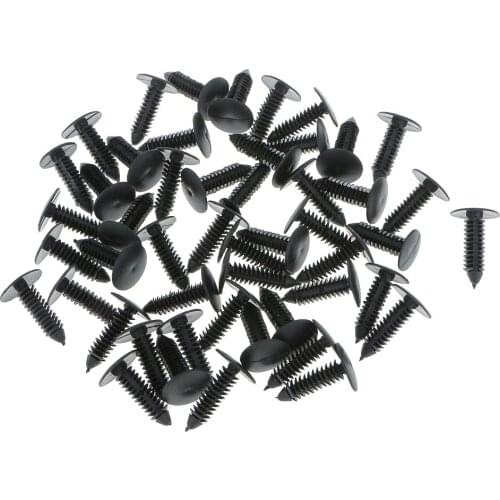 50 Packs A12 Rivets Fastener Push Clips Black For Car Auto Fender - Black