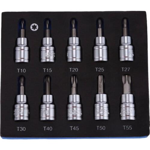 Promotion! 3/8 Inch Drive Sleeve Star Key Drill Set Chrome Vanadium Steel Pressure Batch Sleeve Tool Sleeve Set T10-T55 Drill So