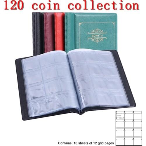 120 Sheets Wallet 4 Colors Coin Album Portable Coins Caps Tokens Medallions Badges Custom Collection Album PU Leather Cover Book