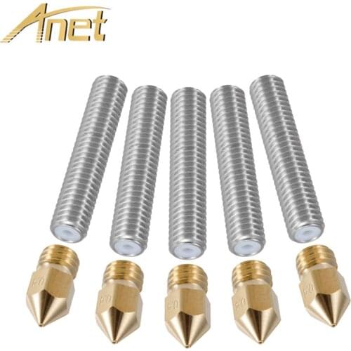 Anet 10PCS/lot 0.4mm Brass Extruder Nozzle Print Heads+40MM Extruder 1.75mm Tube for A6 MK8 Makerbot Reprap 3D Printers Part