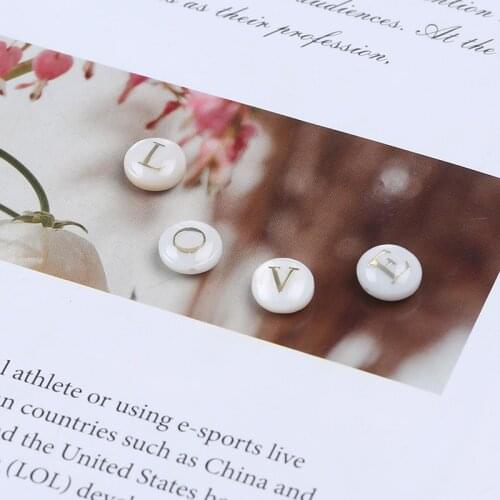 Loose 8-8.5mm Letters Shell Beads Jewelry Alphabet Bead For DIY