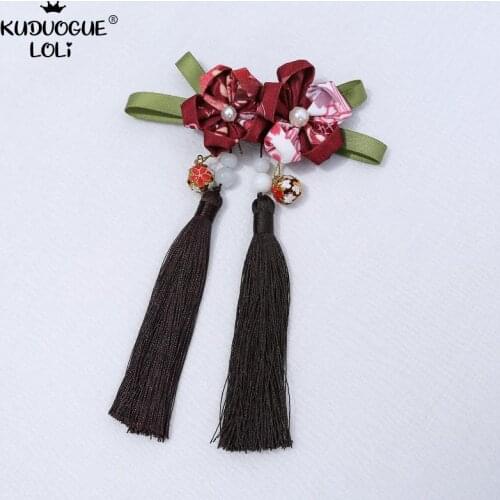Flower Ornaments Clip Dress-Decoration Tassel Bow Pendant Bead String