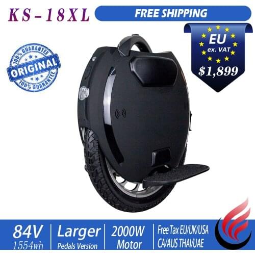 KS 18XL Electric Unicycle 2000W 84V 1554Wh Larger Padel 18inch City commute Electric Scooter Free Shipping International Version