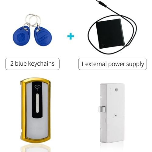 Electronic Safe Access 125KHZ rfid Cabinet Lock Keyless Gym Locker Cabinet Lock With External Power Supply in Gold Color