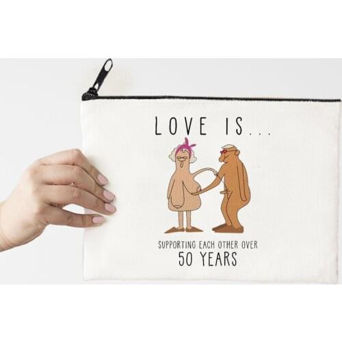 50 Years Print Makeup Bag Printing Canvas Cosmetic Bag Love Funny Organizer Bag Women Multifunction Beauty Bag Lady Purse