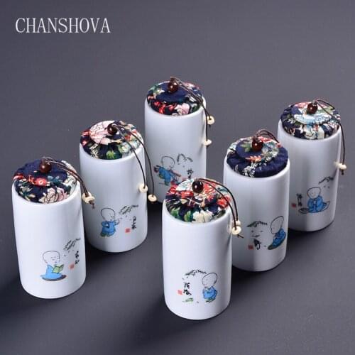 CHANSHOVA ceramic household tea set portable mini travel storage sealed cans tea pot tea set tea set ceramic pot ceramic jar