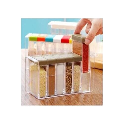 6-Piece Acrylic Spice Jar Set with Stand and Cook Lid Colorful 6-Piece Acrylic Spice Jars Set with Lid and Stand SuFREE SHİPPİNG