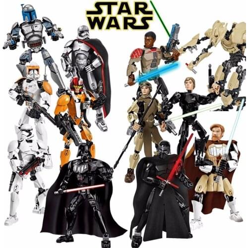 Disney Star Wars Building Block Figure Boba Fett Darth Vader Stormtrooper Luke Chewbacca Buildable Model Action Figure Brick Toy