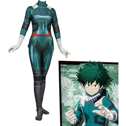 Hero Academia Cosplay Costume Jumpsuits Zentai Midoriya Izuku Combat Suit Spandex Lycra Halloween Costume