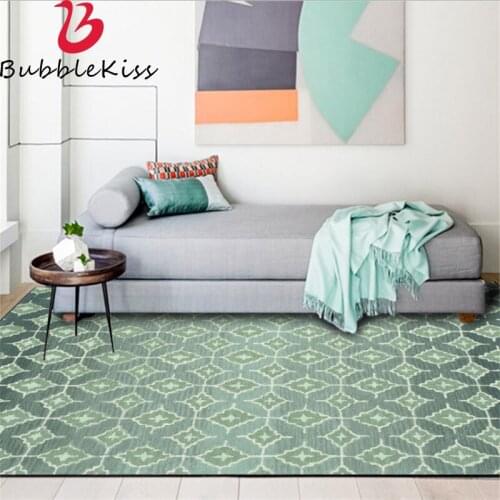 Bubble Kiss Baby Play Mat Soft Carpet for Bedroom European Geometric Diamond Green Carpet Non-slip Living Room Decor Carpet Rug