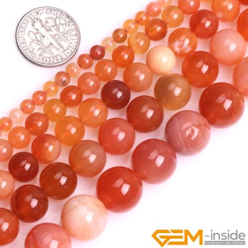 Natural Stone Orange Botswana Agates Semi Precious Round Beads For Jewelry Making Strand 15" 4 6 8 10 12mm DIY Jewelry Bead
