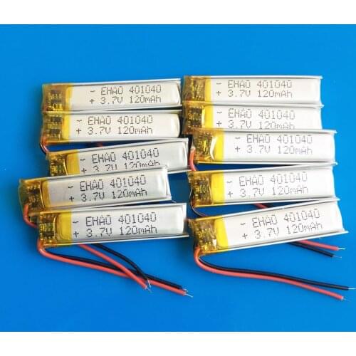 Wholesale 10 pcs 401040 3.7V 120mAh lipo rechargeable battery lithium polymer for MP3 GPS bluetooth headset video pen camera