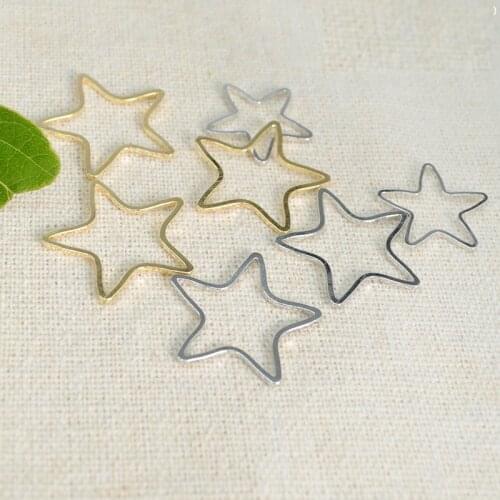 100 PCS 16mm 21mm 29mm Metal Brass Gold White K Plated Pentagram Connectors DIY Accessories For Jewelry Making