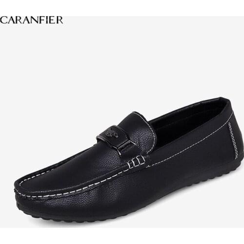 CARANFIER Mens Loafers Shoes PU Leather Casual Business Solid Color Soft Comfortable Round Toe Breathable Shoe Autumn Hot Sold