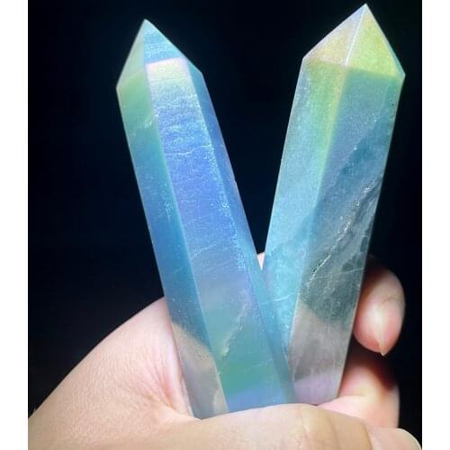 Natural Crystal Angel Aura Amazonite Wand Healing Chakra Point Spirit Meditation Obelisk Home Decor Art Gift Modern Accessories